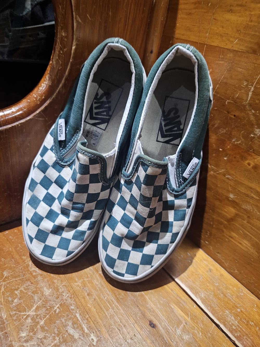 Vans Slip-On Checkerboard in Teal and White - Picture 2 of 5